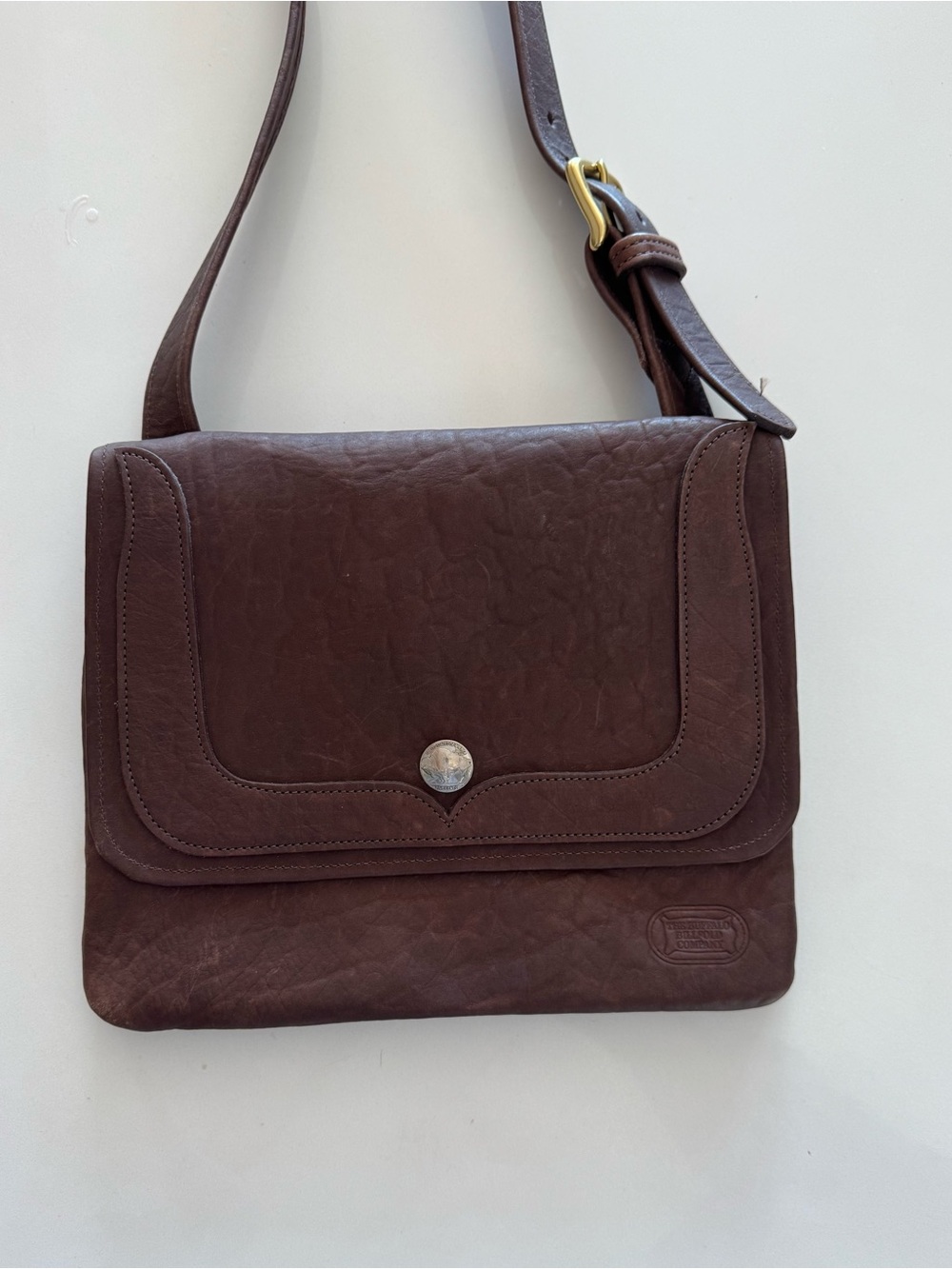 Classic Brown Leather Crossbody Bag by the Buffalo billfold company